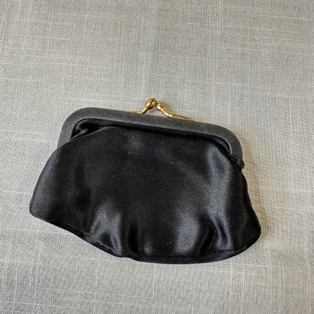 Vintage Mini Black Satin Coin Purse